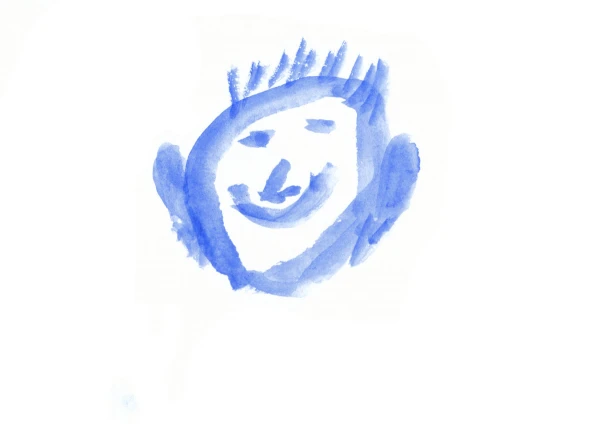 A painted image of a face