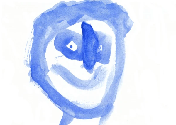 A painted image of a face