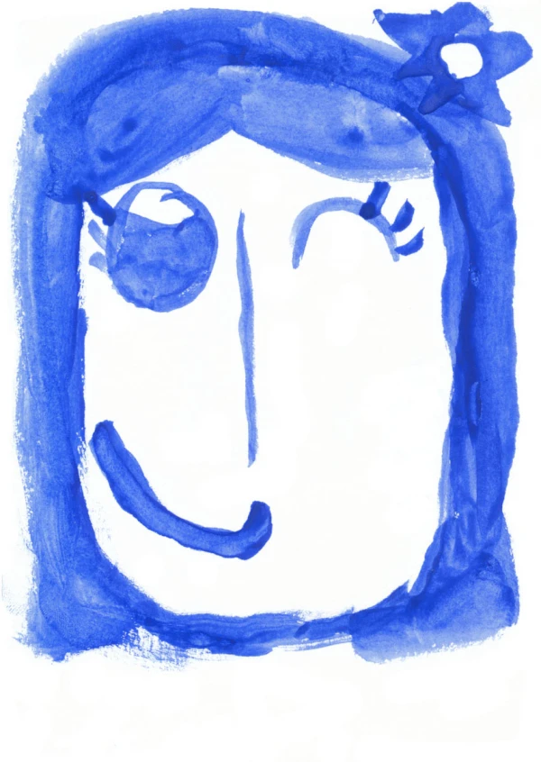 A painted image of a face