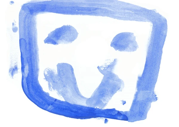 A painted image of a face