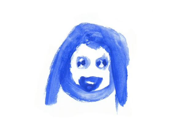 A painted image of a face