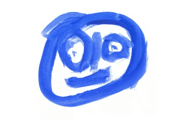 A painted image of a face