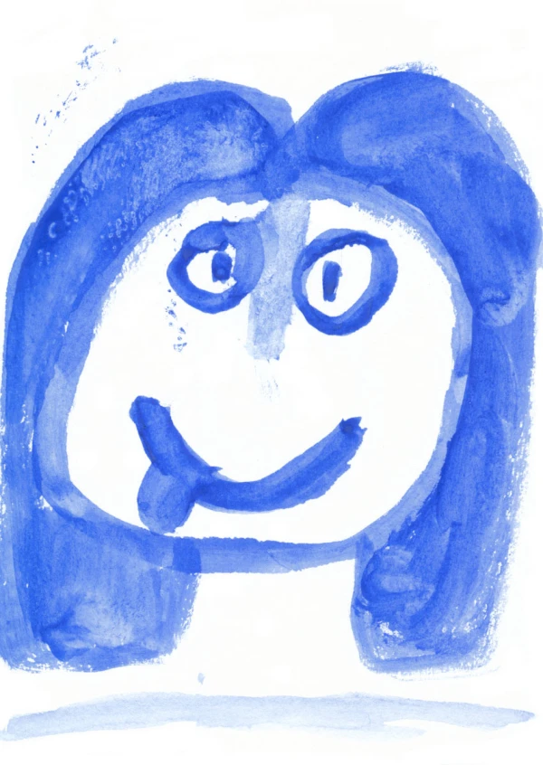 A painted image of a face