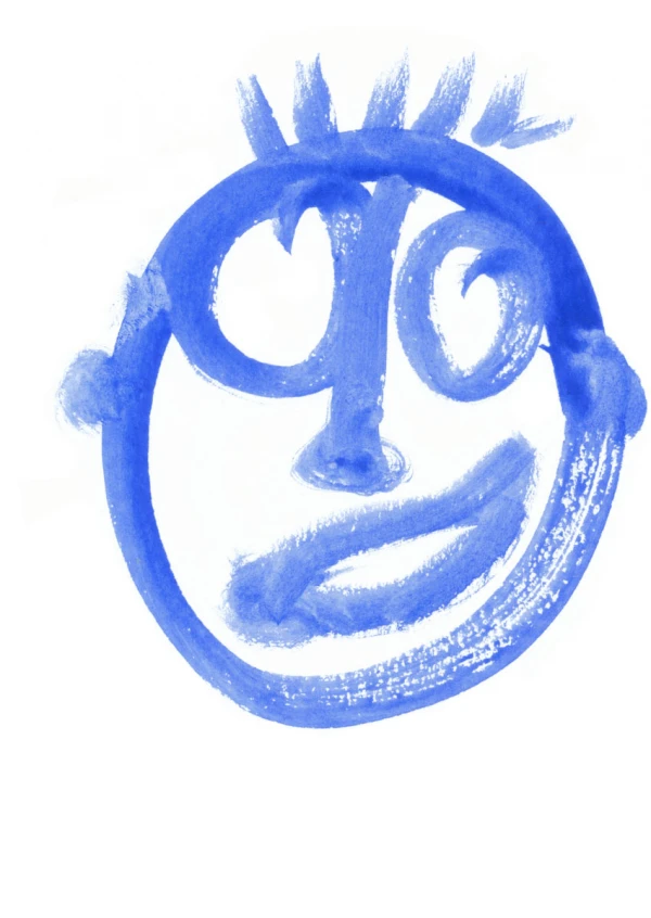 A painted image of a face