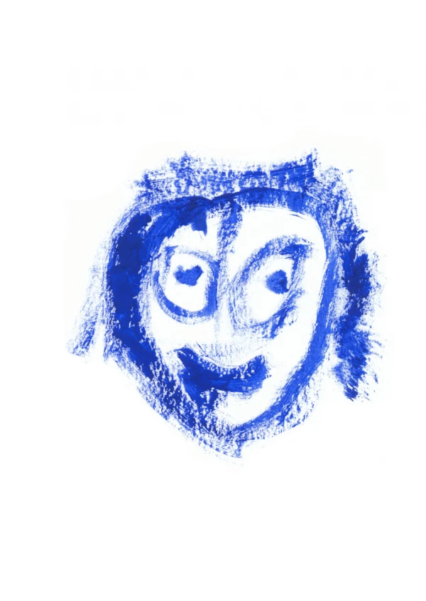 A painted image of a face