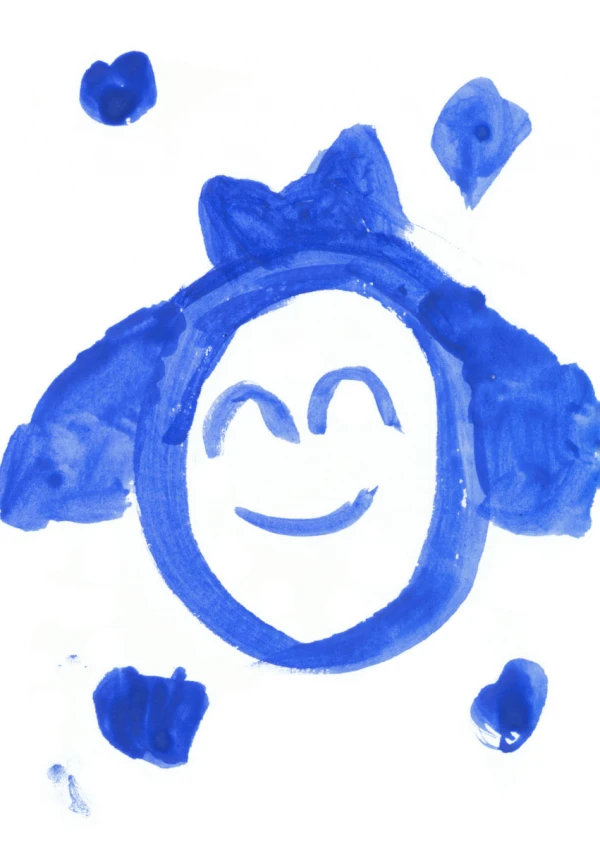 A painted image of a face