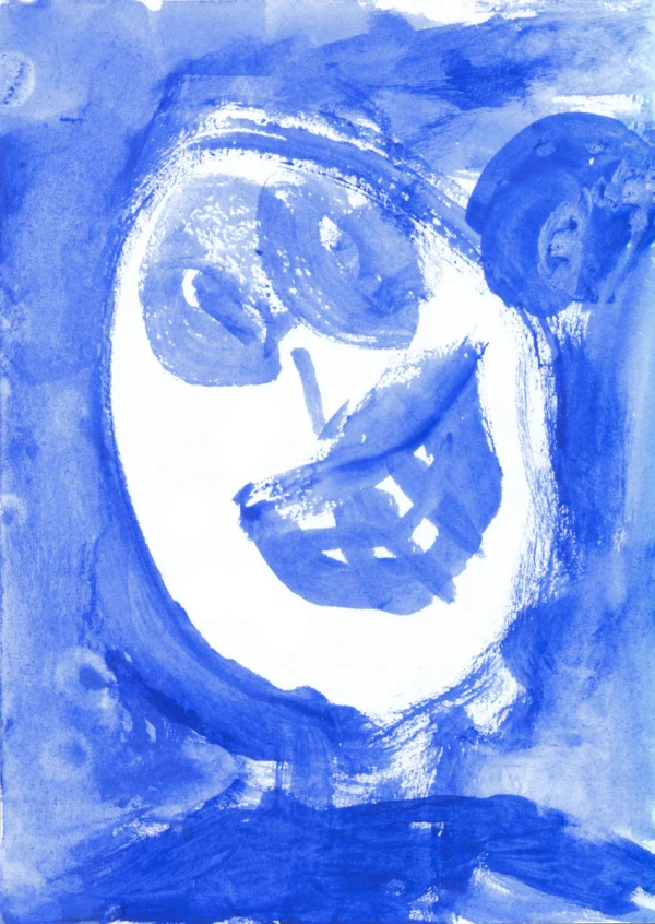 A painted image of a face