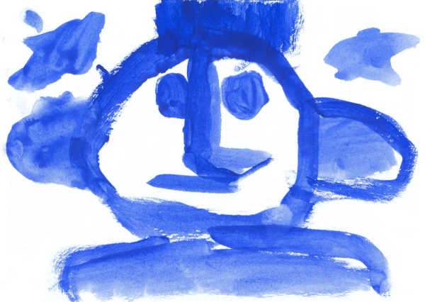 A painted image of a face