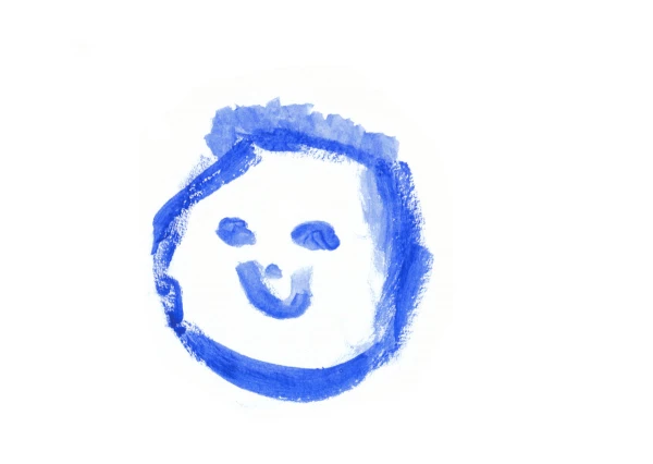 A painted image of a face