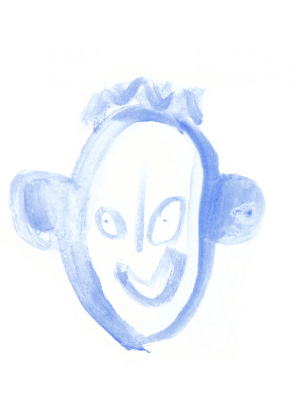 A painted image of a face