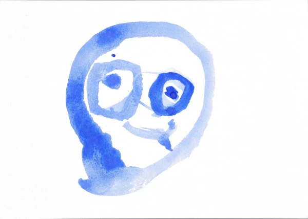 A painted image of a face