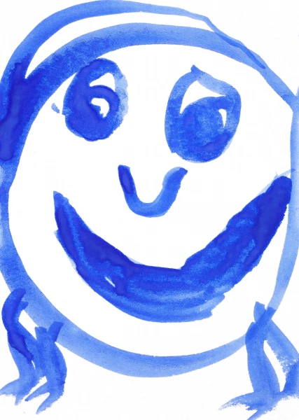 A painted image of a face