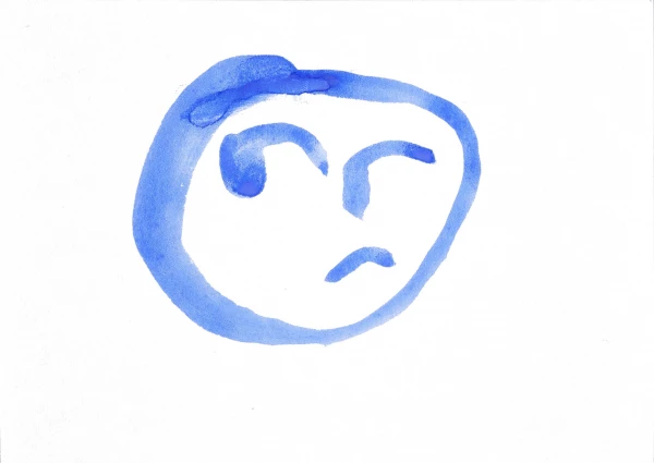 A painted image of a face