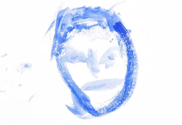 A painted image of a face