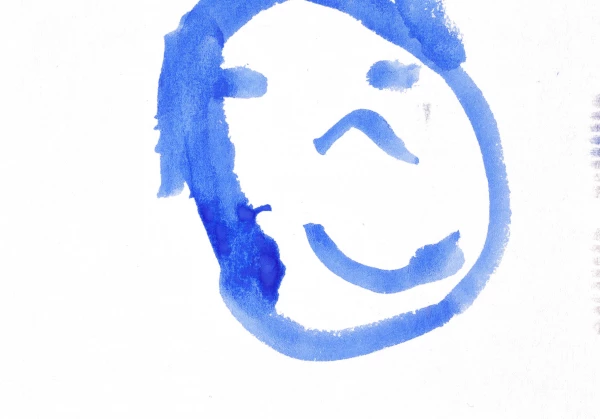 A painted image of a face