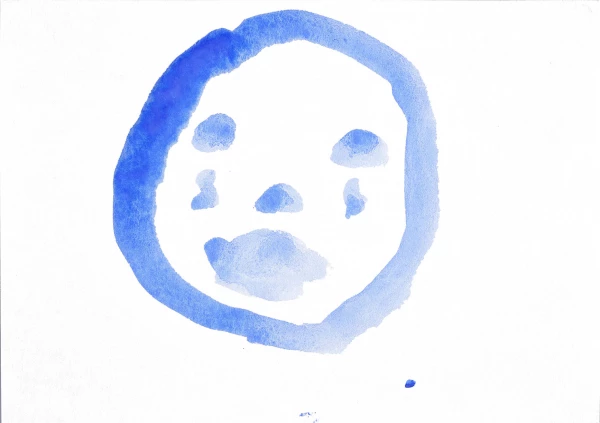 A painted image of a face