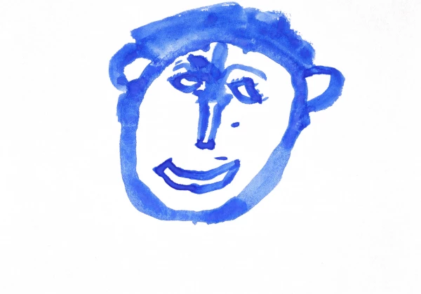 A painted image of a face