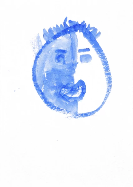 A painted image of a face