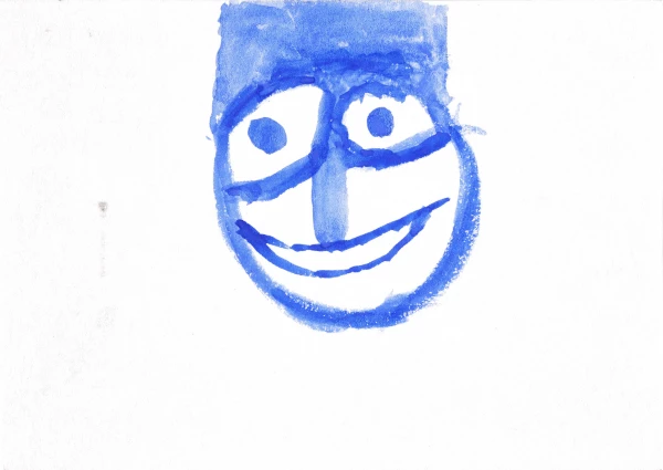 A painted image of a face