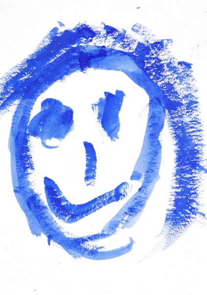 A painted image of a face