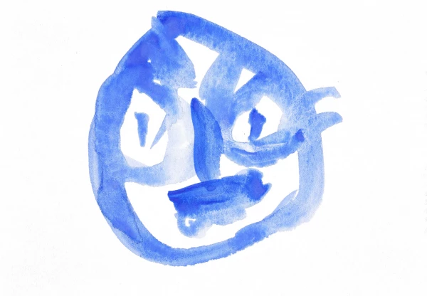 A painted image of a face