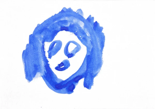 A painted image of a face