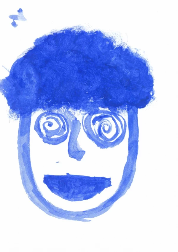 A painted image of a face