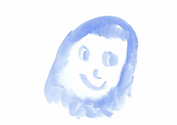 A painted image of a face